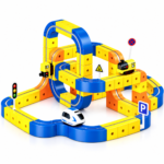 Building Block Track Car Set for Kids, 150 PCS Magnetic DIY Track Building Toy with Cars, Multiple Track Designs, Creative Construction Toy for Boys & Girls, 3+ Years