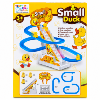 Small Duck Automatic Escalator Track Toy for Kids | Battery Operated Duck Slide & Track Set with Music & Colorful Lights | Interactive Toy for Kids 3+