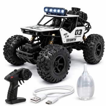 Toysmith 1:12 Scale Rock Crawler RC Car | 27MHz Remote Control Off-Road Climbing Toy with Spray & Lights
